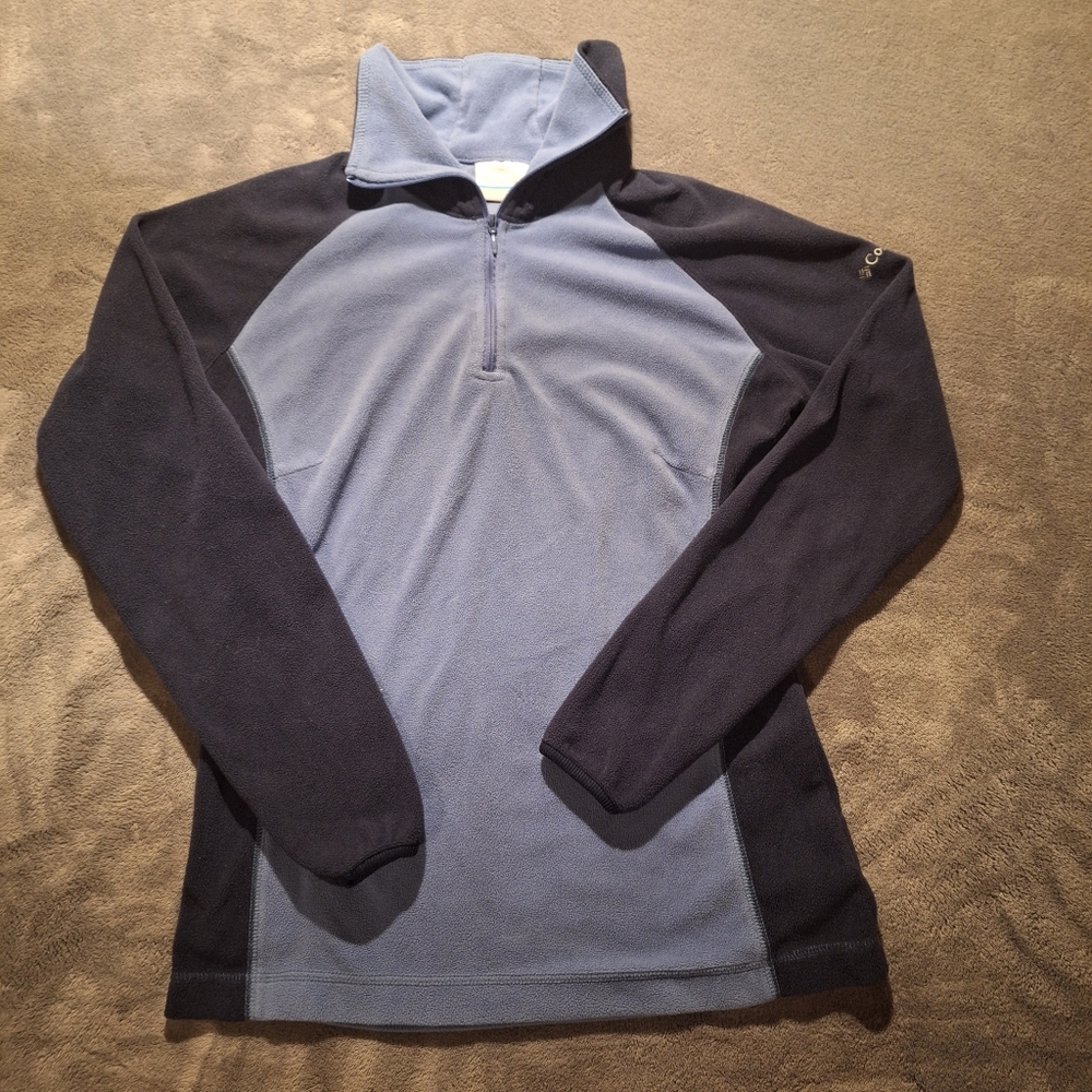 Columbia Womens 1/4 Zip Up Light Weight Fall Winter Blue Fleece Pullover Sz S